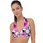 Pink Star Splatter Halter Plunge Bikini Top