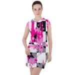 Pink Star Splatter Drawstring Hooded Dress