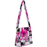 Pink Star Splatter Zipper Messenger Bag