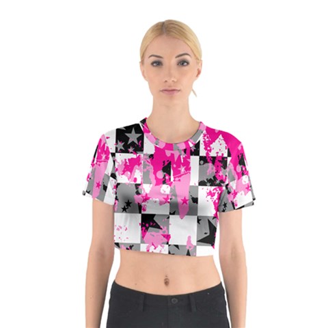 Pink Star Splatter Cotton Crop Top from ArtsNow.com