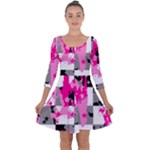 Pink Star Splatter Quarter Sleeve Skater Dress