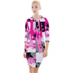 Pink Star Splatter Quarter Sleeve Hood Bodycon Dress