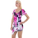 Pink Star Splatter Short Sleeve Asymmetric Mini Dress