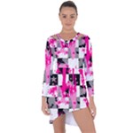 Pink Star Splatter Asymmetric Cut-Out Shift Dress