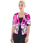 Pink Star Splatter Cropped Button Cardigan