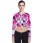 Pink Star Splatter Long Sleeve Zip Up Bomber Jacket