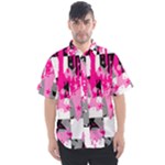 Pink Star Splatter Men s Short Sleeve Shirt