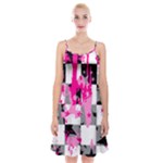 Pink Star Splatter Spaghetti Strap Velvet Dress