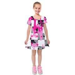 Pink Star Splatter Kids  Short Sleeve Velvet Dress from ArtsNow.com