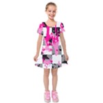 Pink Star Splatter Kids  Short Sleeve Velvet Dress