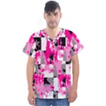 Pink Star Splatter Men s V-Neck Scrub Top