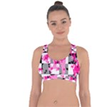 Pink Star Splatter Cross String Back Sports Bra