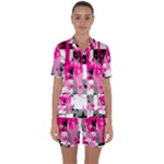 Pink Star Splatter Satin Short Sleeve Pajamas Set