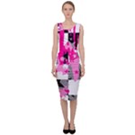 Pink Star Splatter Sleeveless Pencil Dress