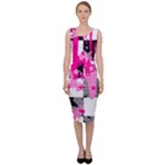 Pink Star Splatter Sleeveless Pencil Dress