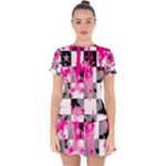 Pink Star Splatter Drop Hem Mini Chiffon Dress