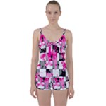 Pink Star Splatter Tie Front Two Piece Tankini