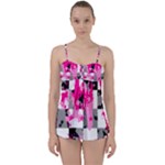 Pink Star Splatter Babydoll Tankini Set