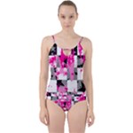 Pink Star Splatter Cut Out Top Tankini Set