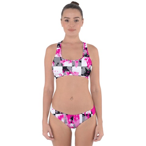 Pink Star Splatter Cross Back Hipster Bikini Set from ArtsNow.com