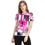 Pink Star Splatter Women s Short Sleeve Rash Guard