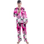 Pink Star Splatter Men s Long Sleeve Satin Pajamas Set