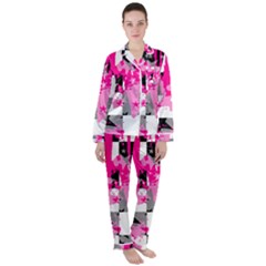 Women s Long Sleeve Satin Pajamas Set	 