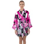 Pink Star Splatter Long Sleeve Satin Kimono