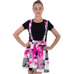 Pink Star Splatter Velvet Suspender Skater Skirt