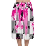 Pink Star Splatter Velvet Flared Midi Skirt