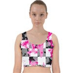 Pink Star Splatter Velvet Racer Back Crop Top