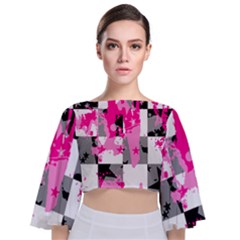 Tie Back Butterfly Sleeve Chiffon Top 