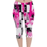 Pink Star Splatter Velvet Capri Leggings 