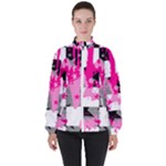 Pink Star Splatter Women s High Neck Windbreaker