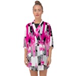 Pink Star Splatter Half Sleeve Chiffon Kimono