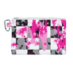 Pink Star Splatter Canvas Cosmetic Bag (Large)