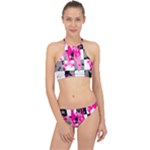 Pink Star Splatter Racer Front Bikini Set