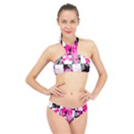 Pink Star Splatter High Neck Bikini Set