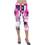 Pink Star Splatter Lightweight Velour Capri Leggings 