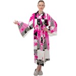 Pink Star Splatter Maxi Velour Kimono