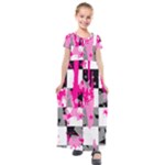 Pink Star Splatter Kids  Short Sleeve Maxi Dress