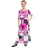 Pink Star Splatter Kids  Quarter Sleeve Maxi Dress