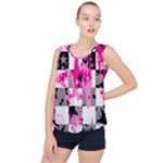 Pink Star Splatter Bubble Hem Chiffon Tank Top