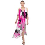 Pink Star Splatter Maxi Chiffon Cover Up Dress