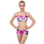 Pink Star Splatter Layered Top Bikini Set