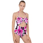 Pink Star Splatter Scallop Top Cut Out Swimsuit