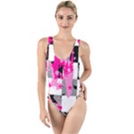 Pink Star Splatter High Leg Strappy Swimsuit