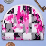 Pink Star Splatter Horseshoe Style Canvas Pouch