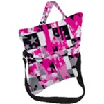 Pink Star Splatter Fold Over Handle Tote Bag