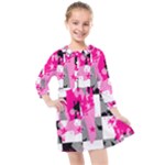 Pink Star Splatter Kids  Quarter Sleeve Shirt Dress